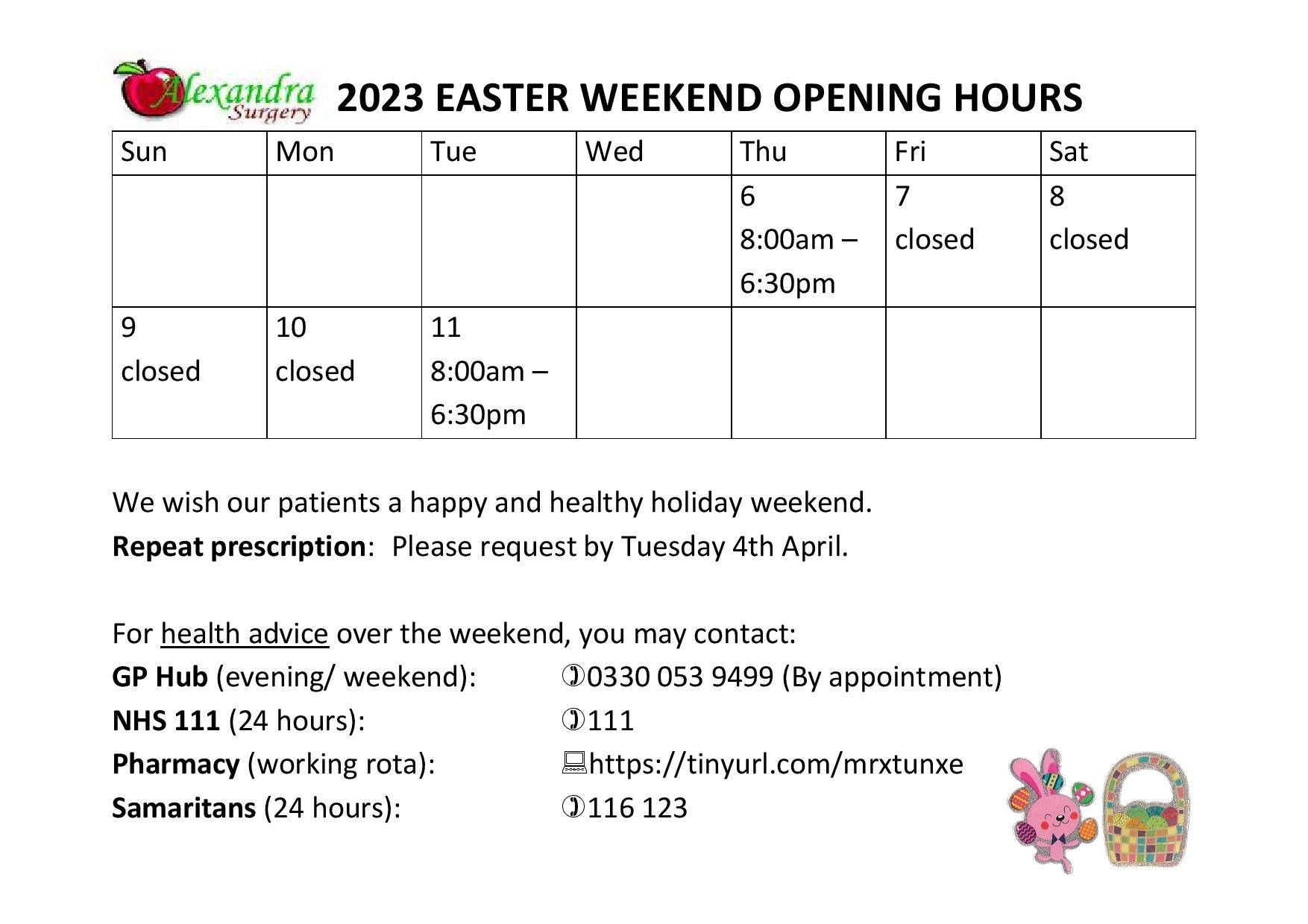 Easter opening hours 2023 Easter opening hours 2023